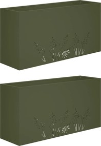 vidaXL Γλάστρα Κήπου 2 τμχ. Λαδί 100 x 20 x 49 εκ