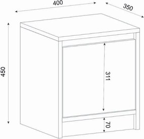 Κομοδίνο Conve Megapap χρώμα sapphire oak 40x35x45εκ.
