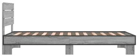 Πλαίσιο Κρεβατιού Γκρι Sonoma 100x200 εκ. Επεξ. Ξύλο &amp; Μέταλλο - Γκρι