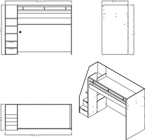 Κουκέτα Κρεμ / Δρυς GROIR 256.4x100.8x190.9