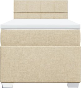 vidaXL Κρεβάτι Boxspring με Στρώμα Κρεμ 90x190 εκ.Υφασμάτινο