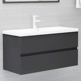 vidaXL Ντουλάπι Νιπτήρα Γκρι 90 x 38,5 x 45 εκ. από Μοριοσανίδα