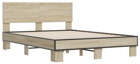 vidaXL Πλαίσιο Κρεβατιού Sonoma Δρυς 140x200 εκ. Επεξ. Ξύλο &amp; Μέταλλο