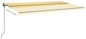 Τέντα Συρόμενη Χειροκίνητη με LED Κίτρινο / Λευκό 6 x 3,5 μ. - Κίτρινο