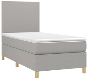 vidaXL Κρεβάτι Boxspring με Στρώμα & LED Αν.Γκρι 80x200 εκ. Υφασμάτινο