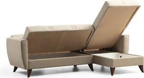 Γωνιακός Καναπές Κρεβάτι Μπεζ ZADEN 130x218x86