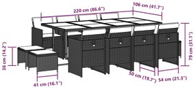 vidaXL Σετ Τραπεζαρίας Κήπου 13 τεμ. Μπεζ Συνθ. Ρατάν με Μαξιλάρια