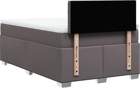vidaXL Κρεβάτι Boxspring με Στρώμα Γκρι 120x190εκ. από Συνθετικό Δέρμα