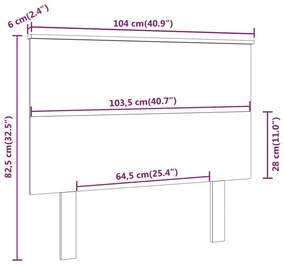 vidaXL Κεφαλάρι Κρεβατιού 104x6x82,5 εκ. από Μασίφ Ξύλο Πεύκου