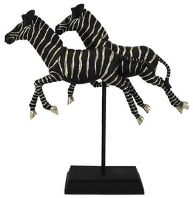 Διακοσμητικό Επιτραπέζιο 2 Zebras 253-223-504 34x9,5x34,5cm Black-Gold Πολυρεσίνη