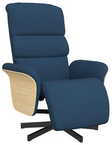 vidaXL Πολυθρόνα Ανακλινόμενη με Υποπόδιο Μπλε Υφασμάτινη