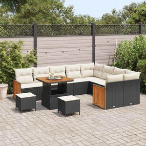 vidaXL Σετ Καναπέ Κήπου 12 pcs Μαύρο και κρεμ 80 x 80 x 71 cm