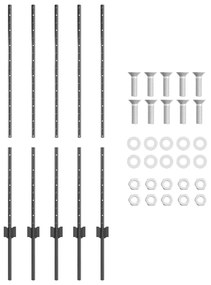 vidaXL Πό posts φράχτη 10 pcs Γκρι 120 cm Ατσάλι