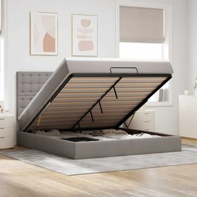 vidaXL Οθωμανικό κρεβάτι με στρώμα Taupe 180x200cm ύφασμα