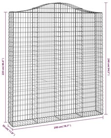 vidaXL Συρματοκιβώτια Τοξωτά 2 τεμ. 200x30x220/240 εκ. Γαλβαν. Ατσάλι