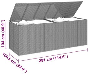 vidaXL Κουτί Μαξιλαριού Κήπου Καφέ 291x100,5x104 εκ. Ρατάν Πολυαιθ.