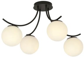 Φωτιστικό Οροφής 4xE14 Ατσάλι-Γυαλί Μαύρο BOSTON Made in Poland Emibig-1109/4-Λευκό 1109/4
