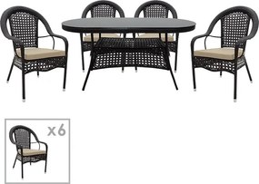 Τραπεζαρία Cellin σετ 7τεμ μέταλλο-pe rattan καφέ