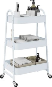 vidaXL Τρόλεϊ αποθήκευσης 3 επιπέδων Λευκό 42x41,5x77 cm Χάλυβας