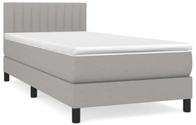 vidaXL Κρεβάτι Boxspring με Στρώμα Ανοιχτό Γκρι 90x190 εκ. Υφασμάτινο