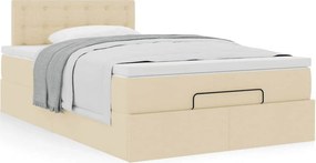 vidaXL Οθωμανικό κρεβάτι με στρώμα Cream 120x200cm ύφασμα