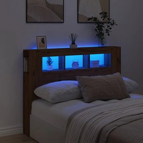 LED κεφαλάρι Artisan Oak 140x18,5x103,5 cm Κατασκευασμένο ξύλο