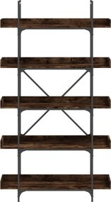 vidaXL Βιβλιοθήκη 5 Επιπέδων Καπνιστή Δρυς 100x33x180,5 εκ. Επεξ. Ξύλο