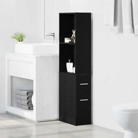 vidaXL Στενός ντουλάπι μπάνιου Μαύρη δρυς 22 x 41 x 135 εκ
