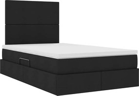 vidaXL LED Κρεβάτι αποθήκευσης με στρώμα Μαύρο 120 x 200 cm Ύφασμα