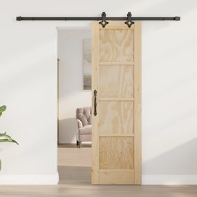 vidaXL Συρόμενη Πόρτα με Σετ Εξαρτημάτων 61x198.5 εκ Μασίφ Ξύλο Πεύκου