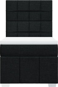 vidaXL Κρεβάτι Boxspring με Στρώμα Μαύρο 90x200 εκ. Υφασμάτινο