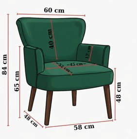Stewehome Μονό πολυθρόνα από σαντουλάμ 60x50x50 cm