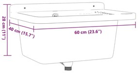 Νιπτήρας Βοηθητικός Επίτοιχος Λευκός 60x40x28 εκ. από Ρητίνη - Λευκό