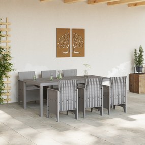 vidaXL 7 Τεμαχίων Σετ Κήπου με Μαξιλάρια Ελαφρύ Γκρι Πολυ Ρατάν