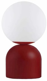 GloboStar® MAGIC 204-0135 Μοντέρνο Eπιτραπέζιο Φωτιστικό Μονόφωτο 1 x E27 IP20 Κόκκινο Μέταλλο με Λευκό Γυαλί - Μ13 x Π13 x Υ28cm