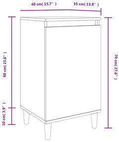 Κομοδίνα 2 τεμ. Καφέ Δρυς 40x35x70 εκ. από Επεξεργασμένο Ξύλο - Καφέ