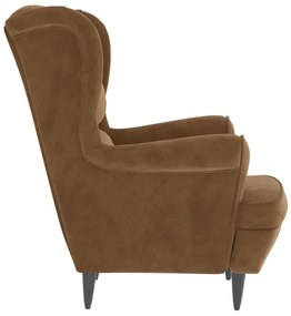 vidaXL Πολυθρόνα Καφέ από Βελούδο με Σκαμπό