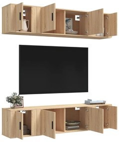 vidaXL Σετ Επίπλων Τηλεόρασης 6 Τεμαχίων Sonoma Δρυς Επεξ. Ξύλο