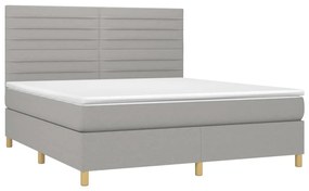 Κρεβάτι Boxspring με Στρώμα Αν. Πράσινο 160x200εκ Υφασμάτινο - Γκρι