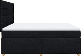 vidaXL Κρεβάτι Boxspring με Στρώμα Μαύρο 200x200 εκ. Υφασμάτινο
