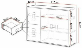 Σιφονιέρα Akron N102, Artisan βελανιδιά, Με συρτάρια και ντουλάπια, Αριθμός συρταριών: 4, 86x117x40cm, 51 kg | Epipla1.gr