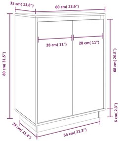 Παπουτσοθήκη 60 x 35 x 80 εκ. από Μασίφ Ξύλο Πεύκου - Καφέ