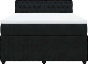 vidaXL Κρεβάτι Boxspring με Στρώμα Μαύρο 140x190 εκ. Βελούδινο