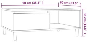 Τραπεζάκι Σαλονιού Καφέ Δρυς 90x60x35εκ. από Επεξεργασμ. Ξύλο - Καφέ