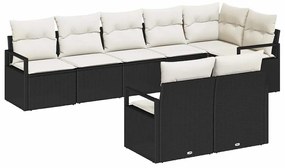 vidaXL Σετ Καναπέ Κήπου 8 pcs Μαύρο, Κρέμα Πολυ rattan, βαμμένο ατσάλι
