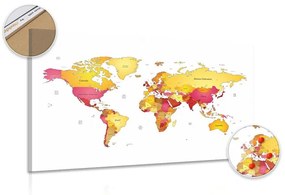 Εικόνα στον παγκόσμιο χάρτη φελλού σε χρώματα - 90x60  wooden