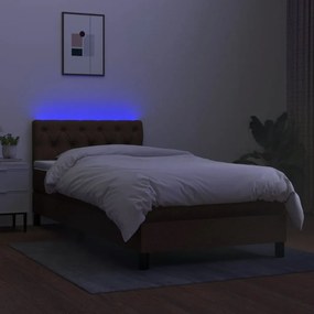 ΚΡΕΒΑΤΙ BOXSPRING ΜΕ ΣΤΡΩΜΑ &amp; LED ΣΚ.ΚΑΦΕ 80X200 ΕΚ. ΥΦΑΣΜΑΤΙΝΟ 3133352