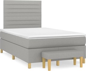 vidaXL Κρεβάτι Boxspring με Στρώμα Ανοιχτό Γκρι 120x190 εκ. Υφασμάτινο