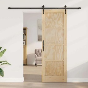 vidaXL Συρόμενη Πόρτα Καφέ 73.5 x 211 εκ Μασίφ ξύλο πεύκου