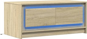 vidaXL Τραπεζάκι Σαλονιού με Φώτα LED Sonoma Δρυς Επεξ. Ξύλο